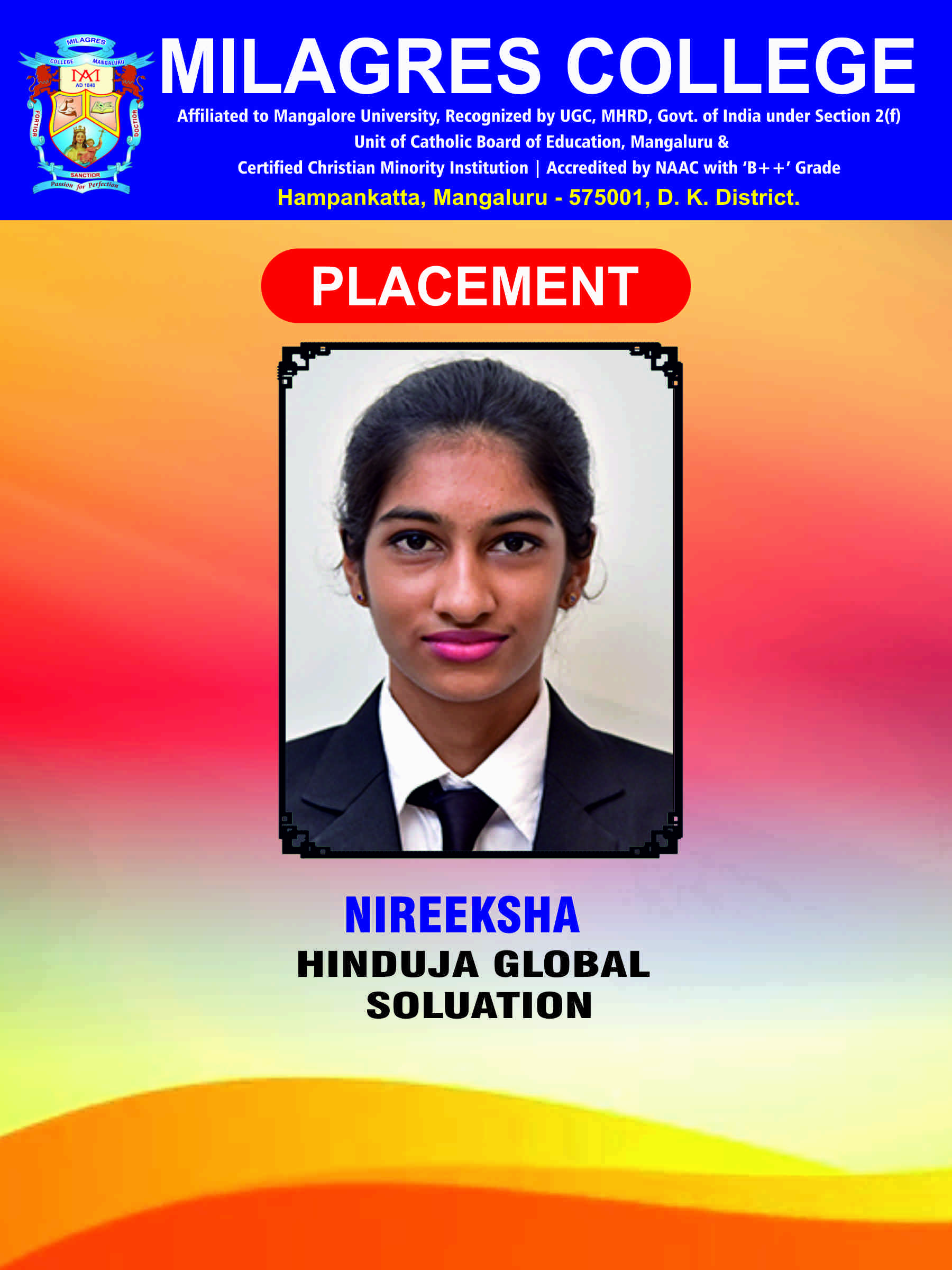 Successfully placed student